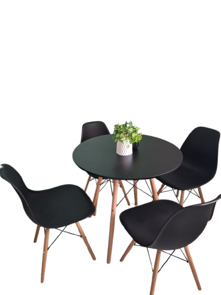 Comedor 5 Plazas Color Negro 80cm Diámetro